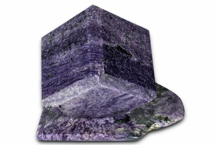 Polished Purple Charoite Cube with Base - Siberia #338356